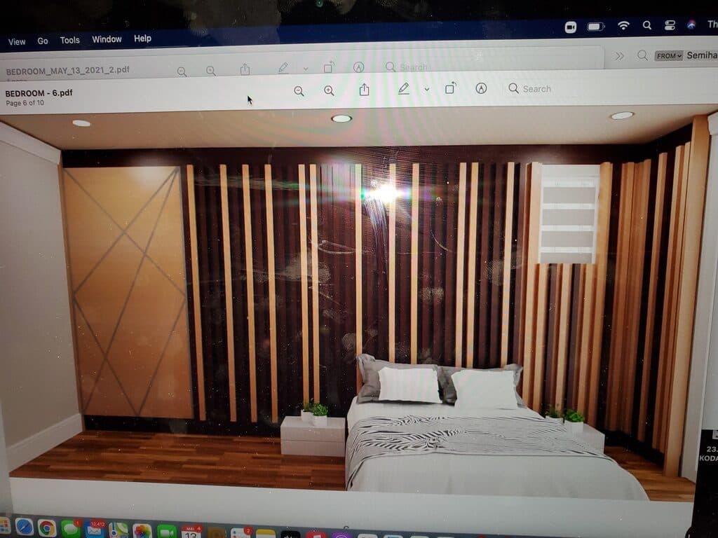 Slatted bedroom accent wall
