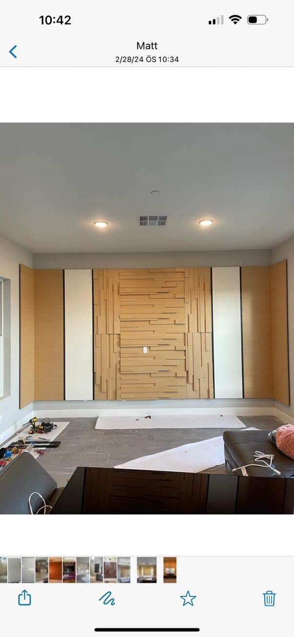 Vertical wood-slat feature wall