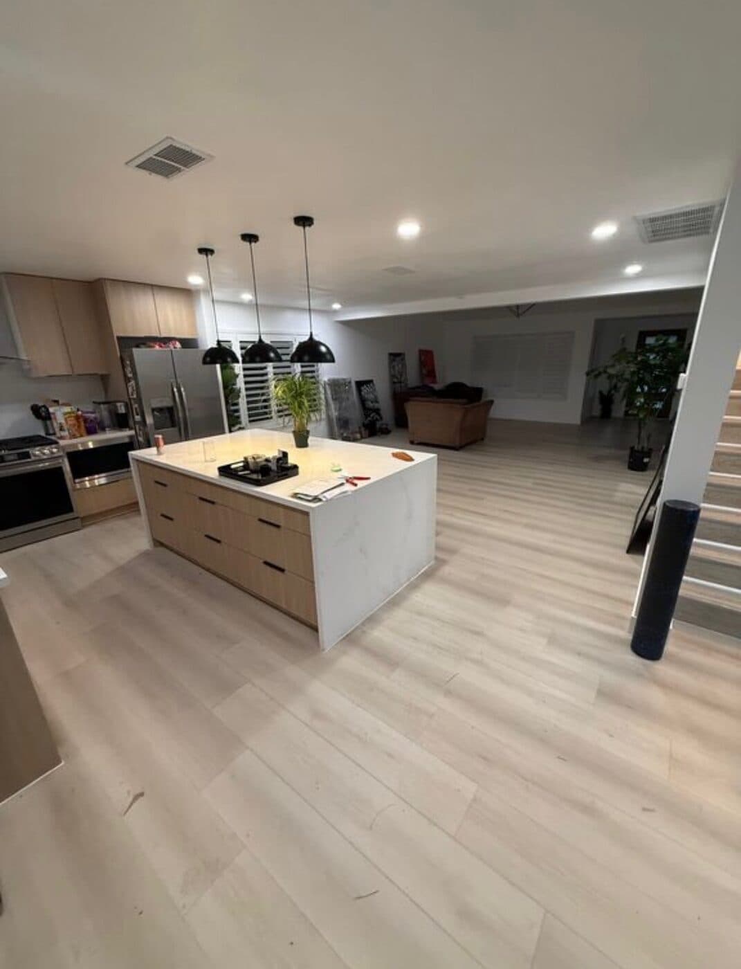 Waterfall-edge island kitchen