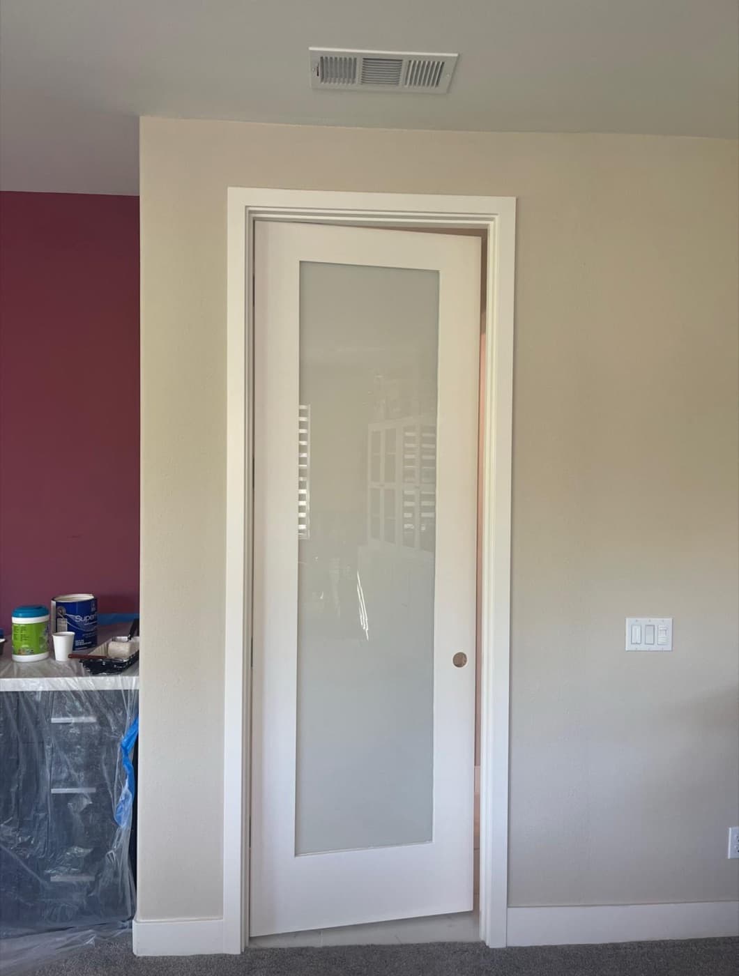 Frosted-glass pocket door — after