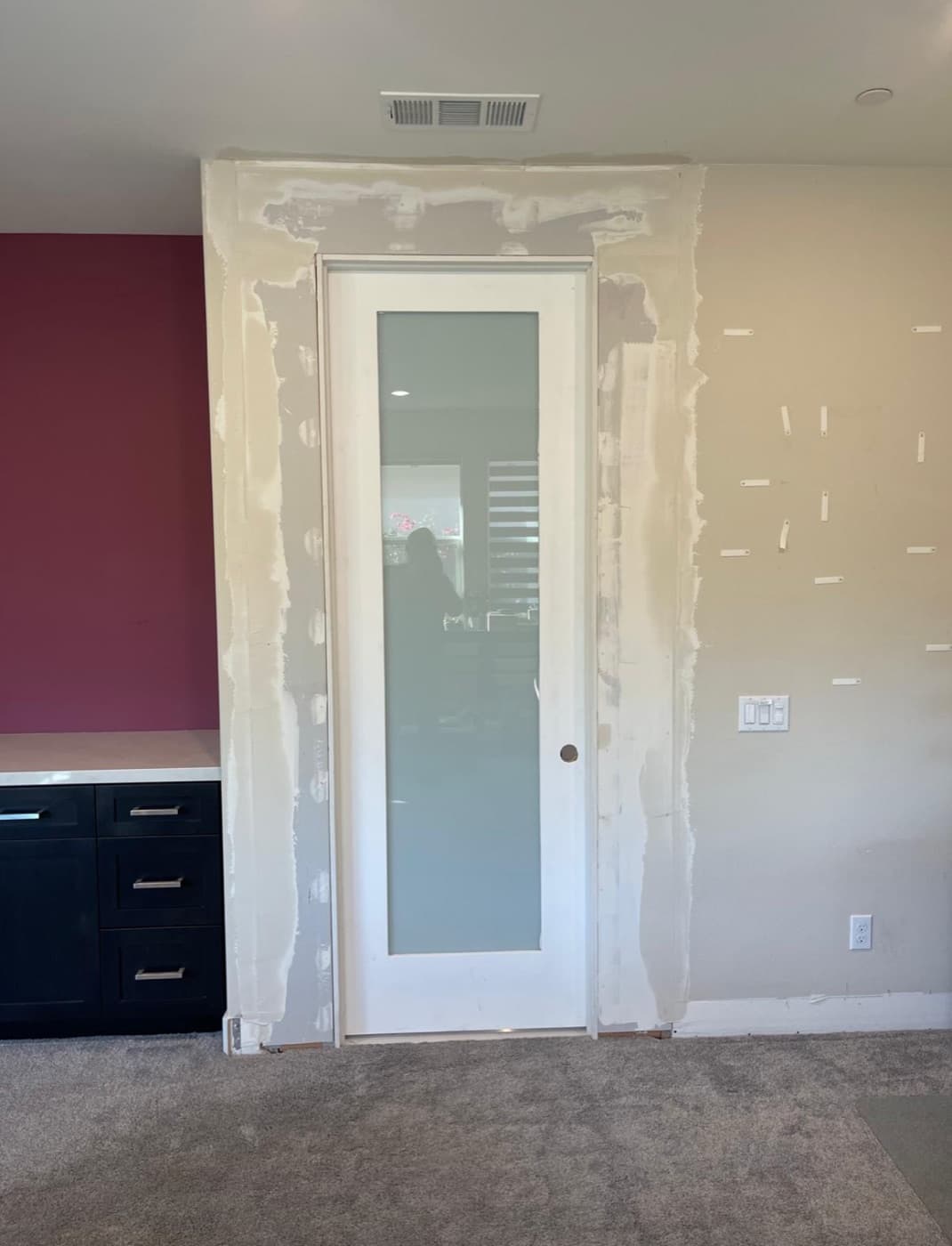 Frosted-glass pocket door — before